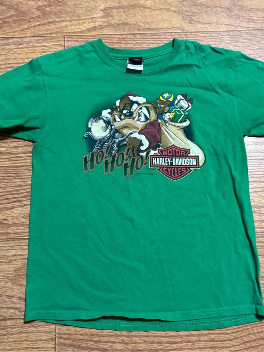 Harley Davidson Christmas Looney Tunes Taz Shirt Youth Large Biker